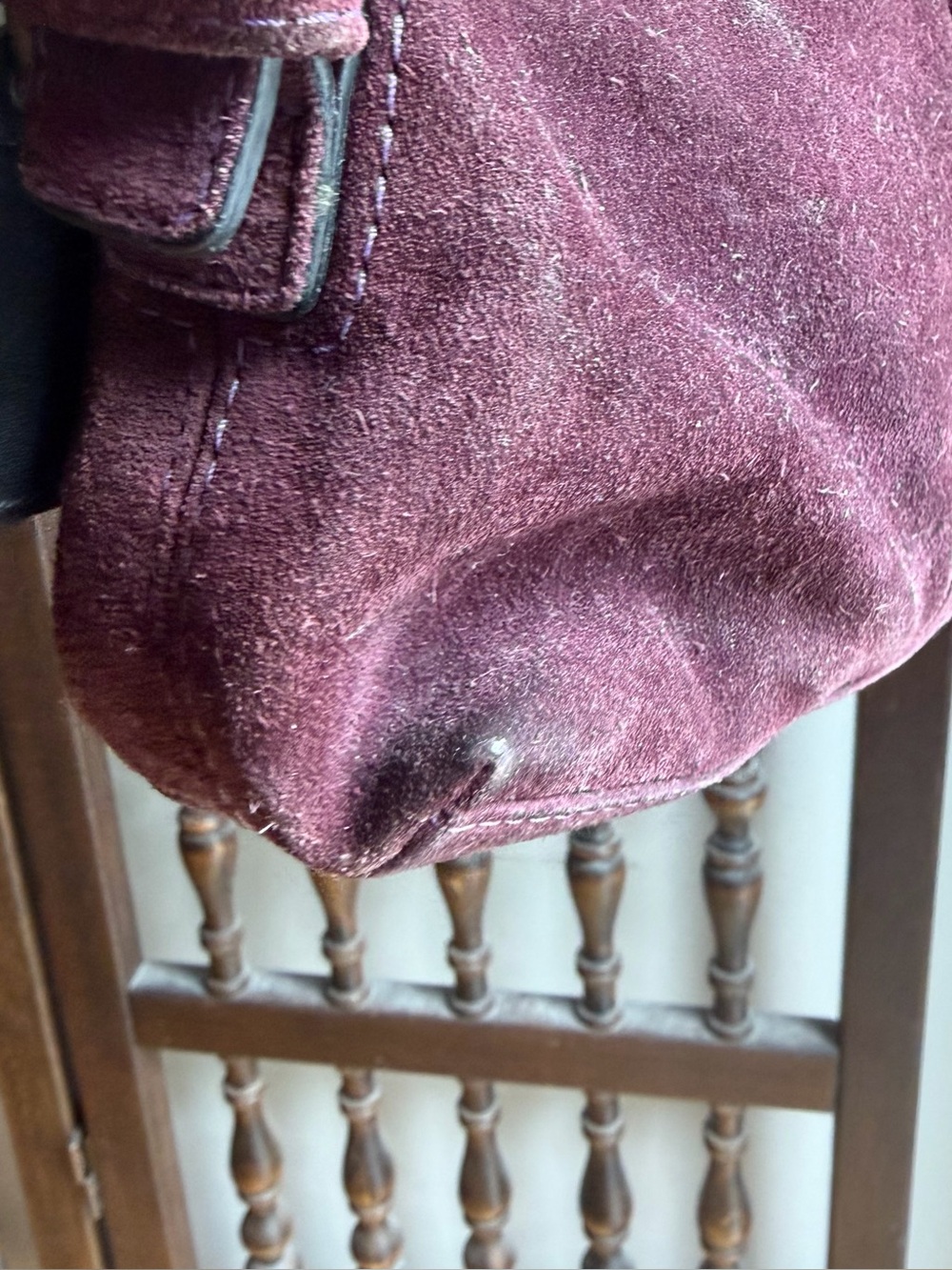 COACH Hamptons Suede Soft Demi #7470 Aubergine Vintage Y2K Baguette Shoulder Bag - Picture 12 of 16